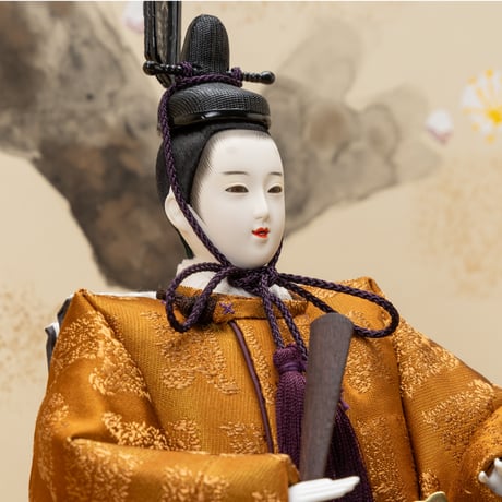 京十番親王飾「黄櫨染：桐竹鳳凰麒麟文錦」