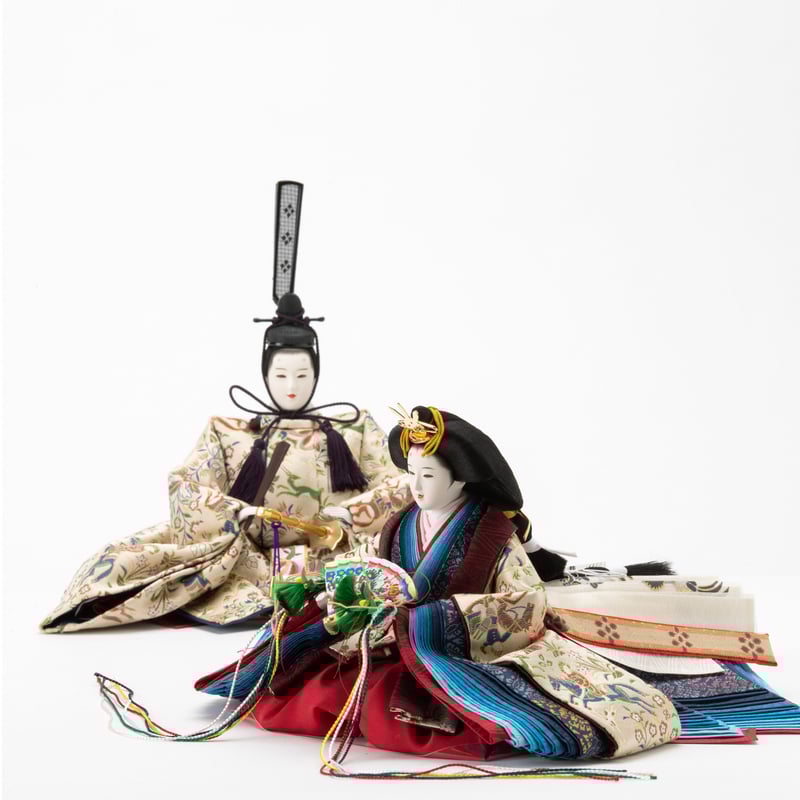 京十番親王飾「川島織物：狩猟文錦」 | 桂雛／小佐畑人形店