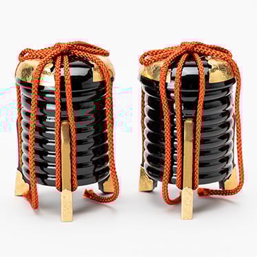 京十番親王飾「黄櫨染：桐竹鳳凰麒麟文錦」 | 桂雛／小佐畑人形店