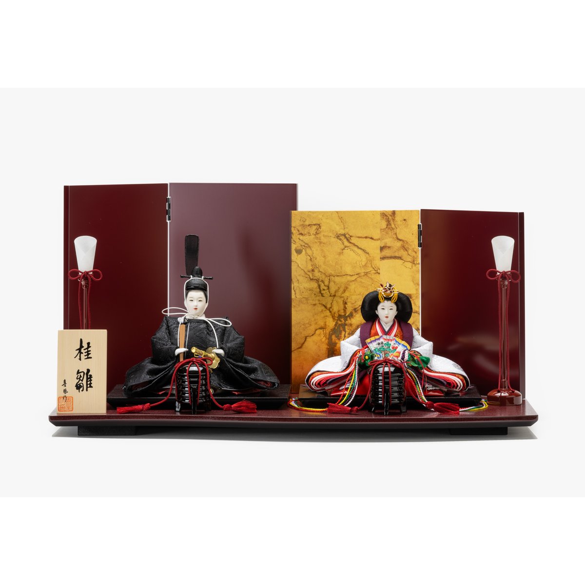 和タンス　金箔装飾 京十一番親王飾り「箔入：鶴菱文錦」 | 桂雛／小佐畑人形店