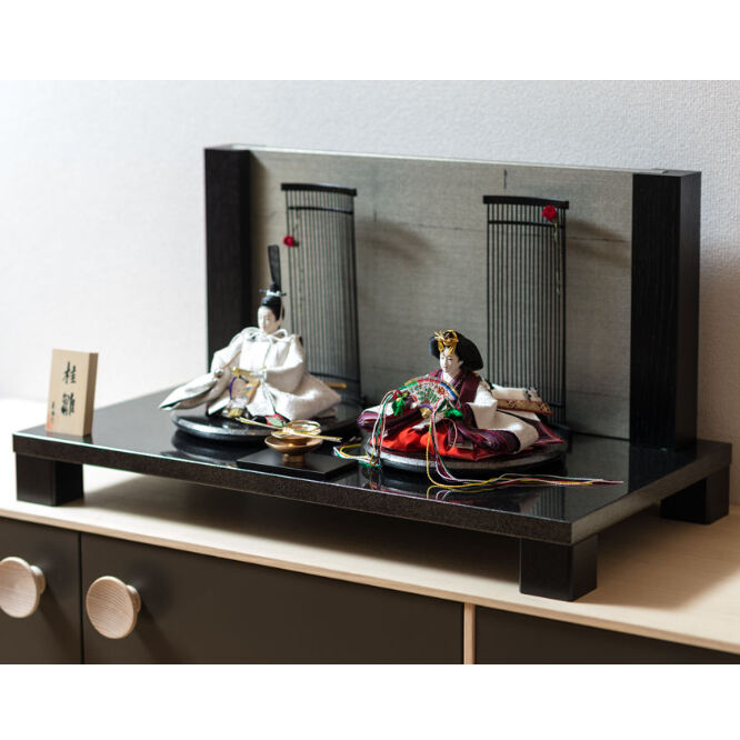 人気作家京雛、龍村織物 京十一番親王飾「龍村裂：菊もみ（金）」 | 桂雛／小佐畑人形店