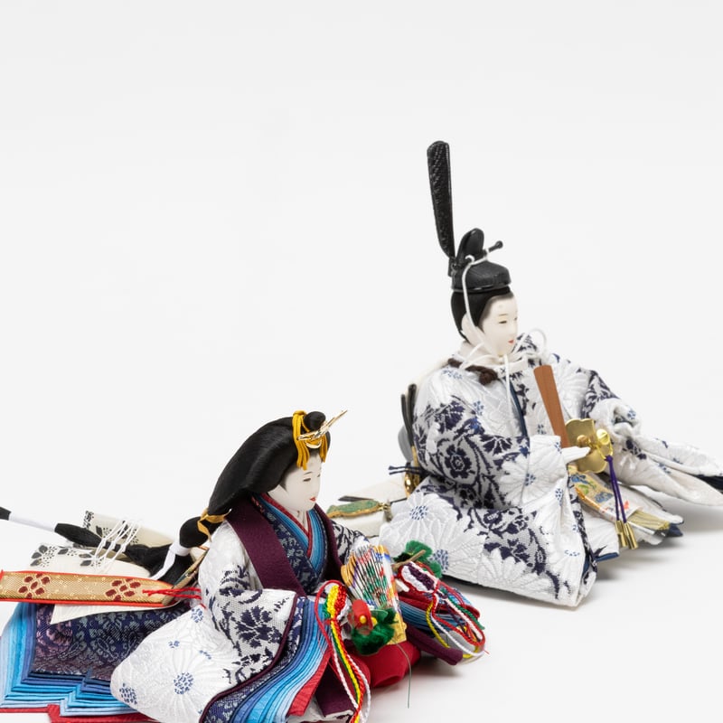 京十一番親王飾り「唐織袋帯：草木染色菊花文錦」 | 桂雛／小佐畑人形店