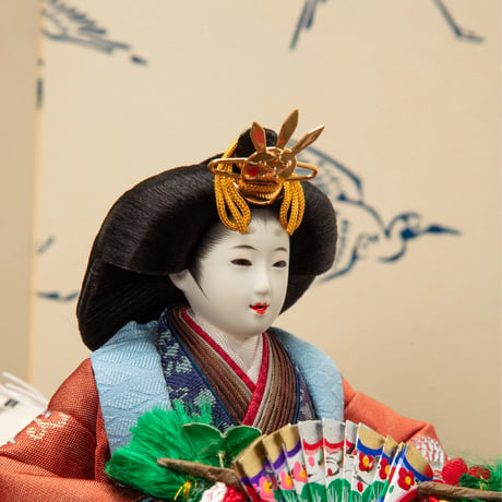 京十一番親王飾「本藍染：葡萄唐草文錦」