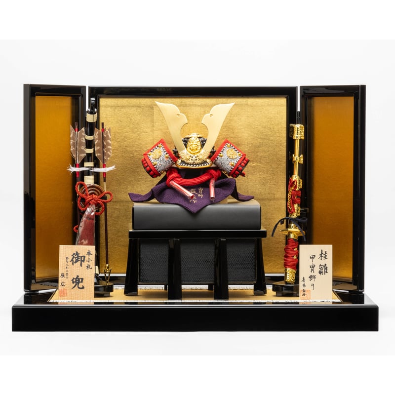 1/6 赤絲縅之兜 黒塗屏風台飾り | 桂雛／小佐畑人形店