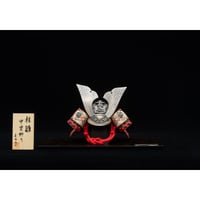 平安一水作 真鍮兜 赤絲縅 燻銀鍍金