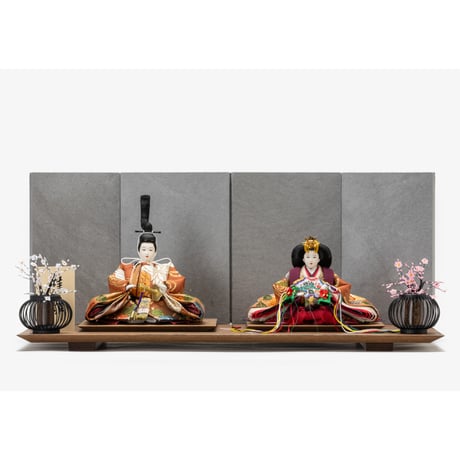 京十一番親王飾り「唐織袋帯：菊水に椿文錦」