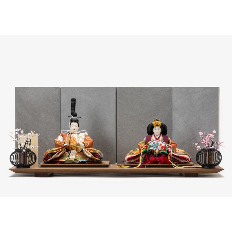 親王飾り 十一番 袋帯親王飾り 京十一番親王飾り「唐織袋帯：菊水に椿文錦」 | 桂雛／小佐畑人形店