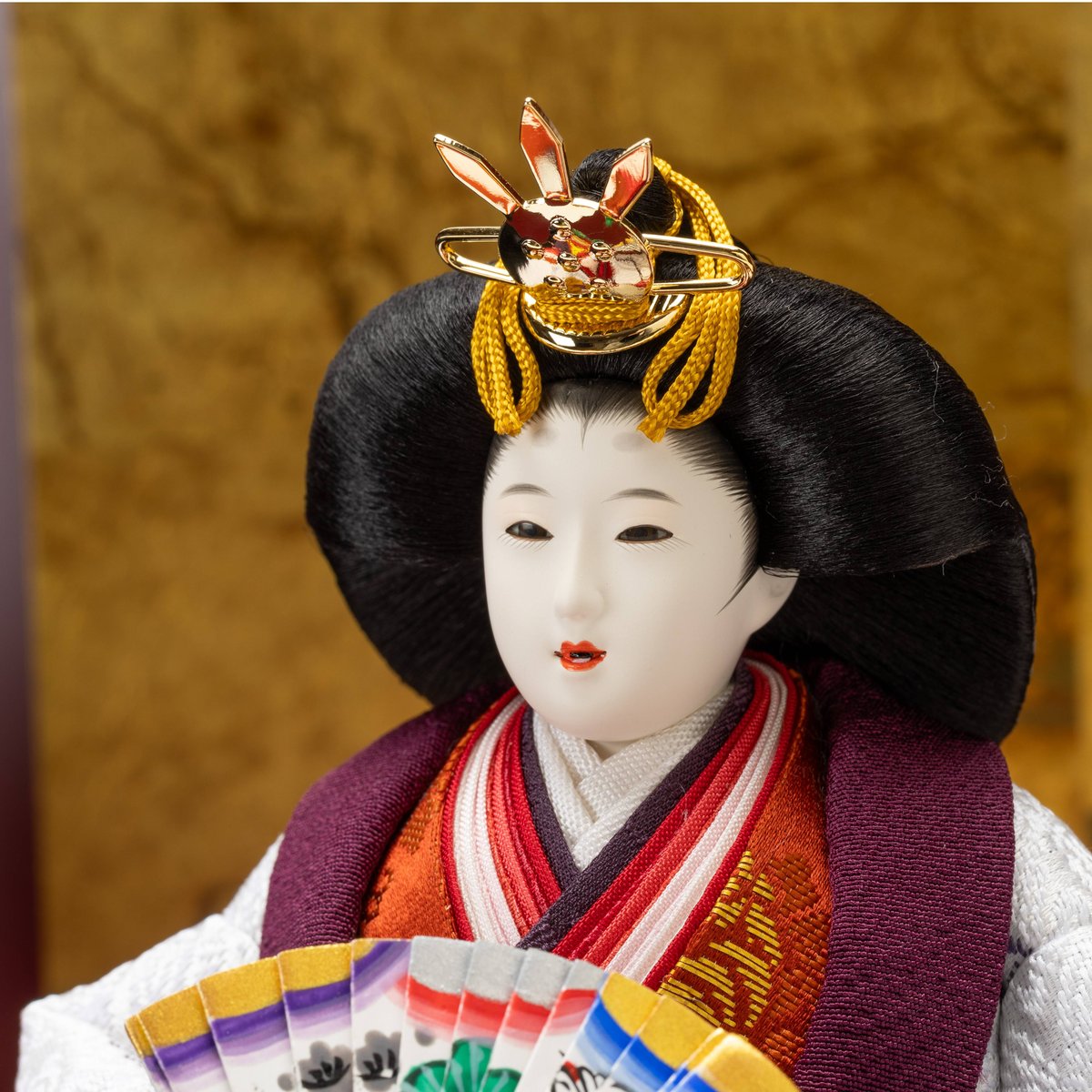 京十一番親王飾り「箔入：鶴菱文錦」 | 桂雛／小佐畑人形店