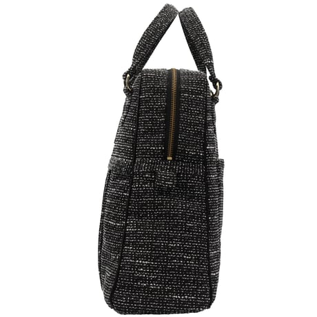 souhalアイコンbag｜ソフトプリーツ2wayバッグ｜ラメブッチャー・ブラック&ホワイト(B65B)【Creema取り寄せ・要相談】