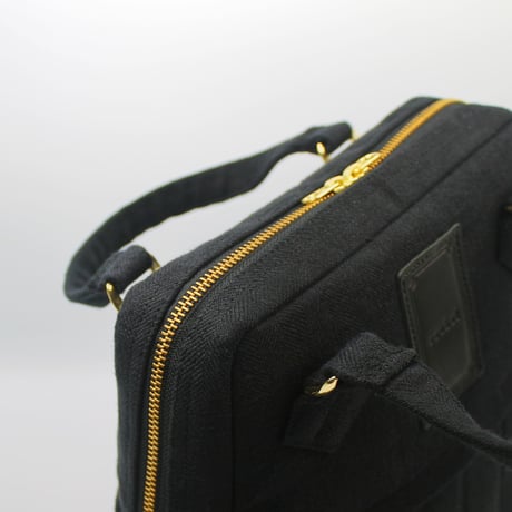 ベルギーリネン2wayショルダーバッグ｜ブラック(B95B)｜日本製【オブジェbag】簡易ラッピングでお届け