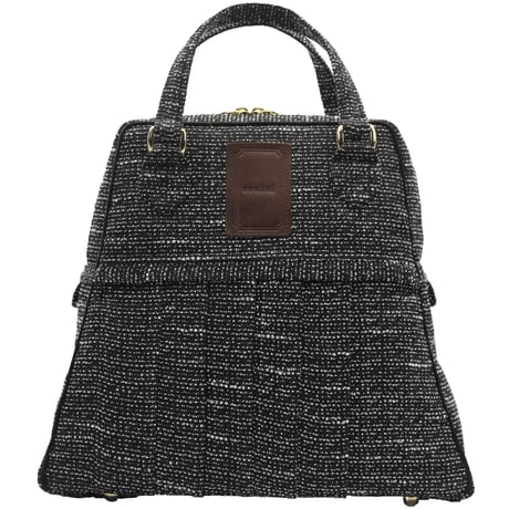souhalアイコンbag｜ソフトプリーツ2wayバッグ｜ラメブッチャー・ブラック&ホワイト(B65B)【Creema取り寄せ・要相談】