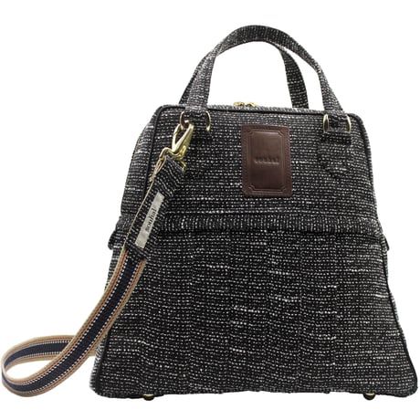 souhalアイコンbag｜ソフトプリーツ2wayバッグ｜ラメブッチャー・ブラック&ホワイト(B65B)【Creema取り寄せ・要相談】
