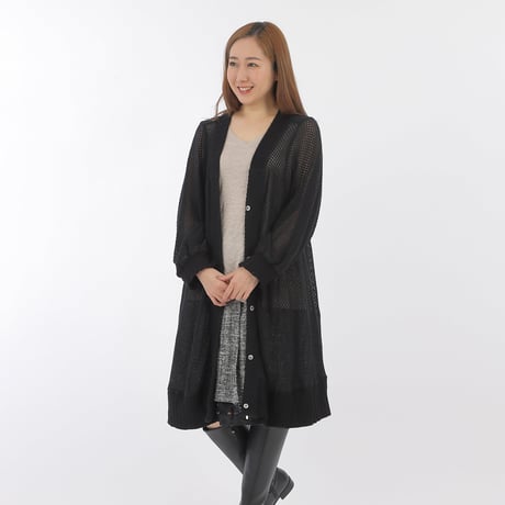 レースロングカーディガン黒蝶貝　B97 黒【Creema店取り寄せOK・要DM】