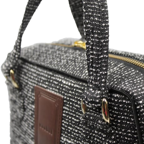 souhalアイコンbag｜ソフトプリーツ2wayバッグ｜ラメブッチャー・ブラック&ホワイト(B65B)【Creema取り寄せ・要相談】