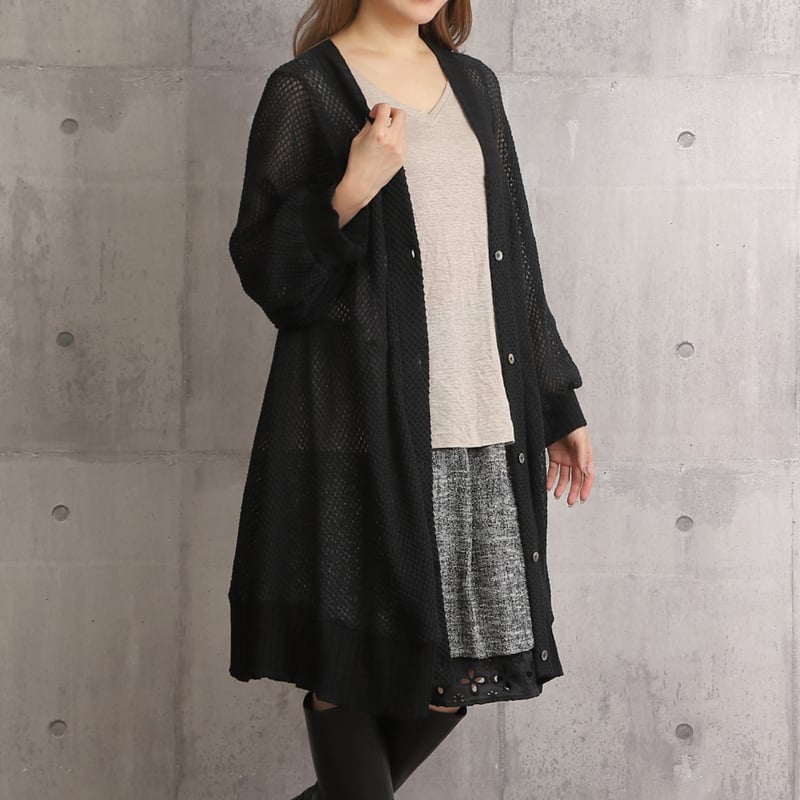 レースロングカーディガン黒蝶貝 B97 黒【Creema店取り寄せOK・要DM レースロングカーディガン黒蝶貝 B97 黒【Creema店取り寄せOK・要DM