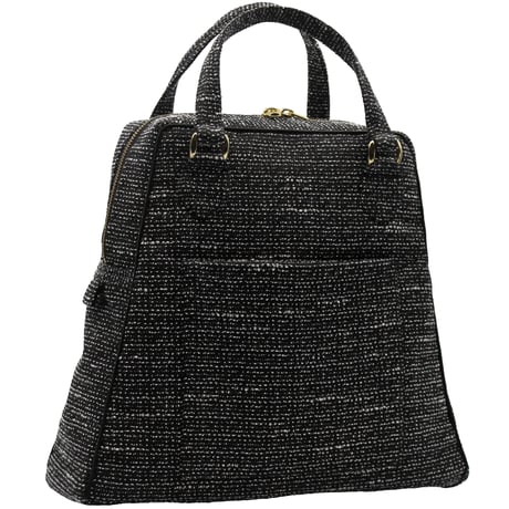 souhalアイコンbag｜ソフトプリーツ2wayバッグ｜ラメブッチャー・ブラック&ホワイト(B65B)【Creema取り寄せ・要相談】