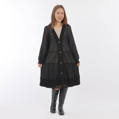 レースロングカーディガン黒蝶貝　B97 黒【Creema店取り寄せOK・要DM】
