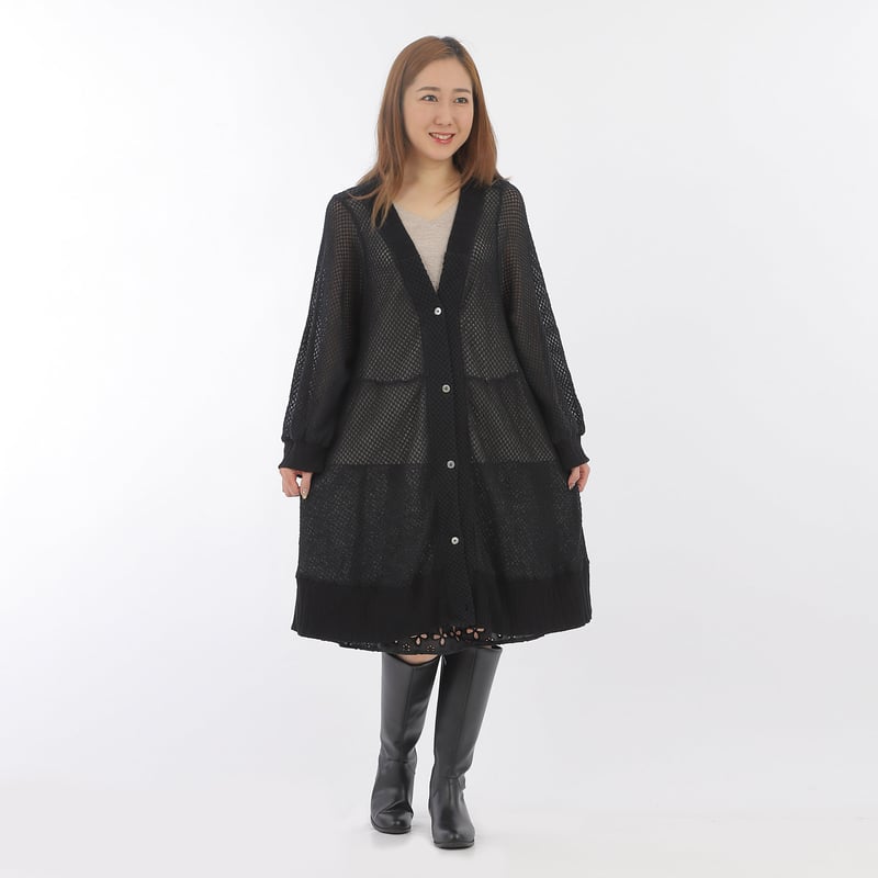 レースロングカーディガン黒蝶貝 B97 黒【Creema店取り寄せOK・要DM