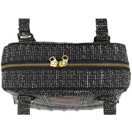 souhalアイコンbag｜ソフトプリーツ2wayバッグ｜ラメブッチャー・ブラック&ホワイト(B65B)【Creema取り寄せ・要相談】