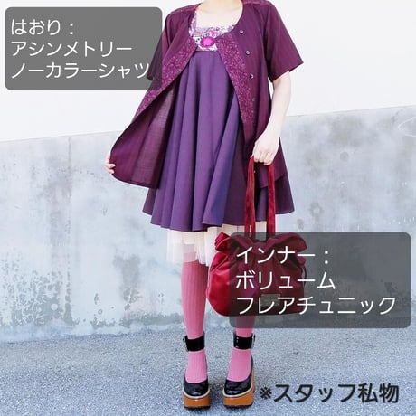 【ミニ丈ドレス風トップス】シルク混ボリュームフレアチュニック｜(ベージュ×フランダースリネン花柄)　I16　【送料・代引き手数料無料】