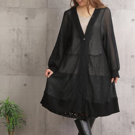 レースロングカーディガン黒蝶貝　B97 黒【Creema店取り寄せOK・要DM】