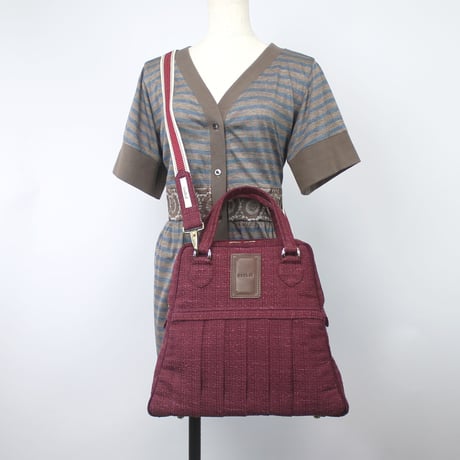 souhalアイコンbag｜ソフトプリーツ2wayバッグ｜ラメブッチャー・ワイン(C66B)