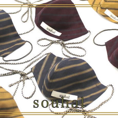 【ミンネ】souhal美フェイスマスク（ストライプ）｜本体2枚&紐2種類セット｜日本製｜