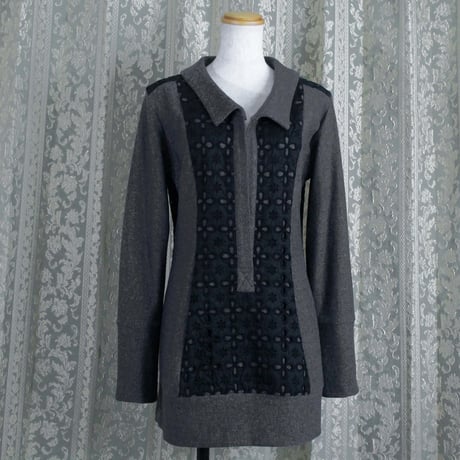 シルバーラメスキッパーブラウス【make  me・シリーズ】(グレーシルバー)(J44)