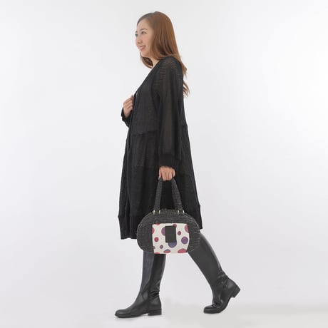 レースロングカーディガン黒蝶貝　B97 黒【Creema店取り寄せOK・要DM】
