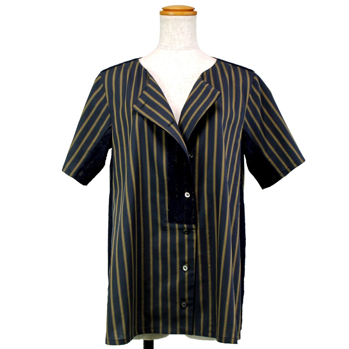 ANEI アーネイ/22AW 異素材切替え アシンメトリーシャツ ホワイト 3 ANEI【アーネイ】正規取り扱い店、通販可能 ON LINE SHOP - CLARK -