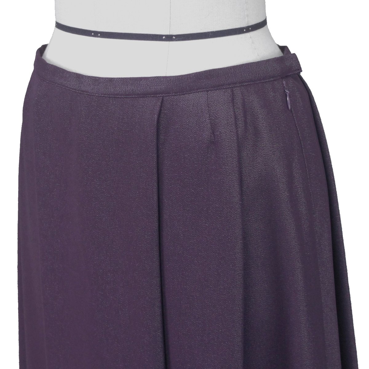 ラメ紫ローウエスト ソフトプリーツスカート (ラメ紫)(F34N) 【送料  