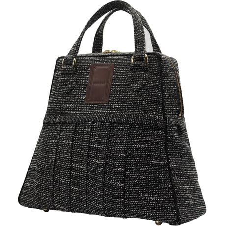 souhalアイコンbag｜ソフトプリーツ2wayバッグ｜ラメブッチャー・ブラック&ホワイト(B65B)【Creema取り寄せ・要相談】