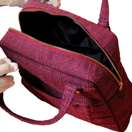 souhalアイコンbag｜ソフトプリーツ2wayバッグ｜ラメブッチャー・ワイン(C66B)