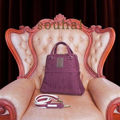 souhalアイコンbag｜ソフトプリーツ2wayバッグ｜ラメブッチャー・ワイン(C66B)