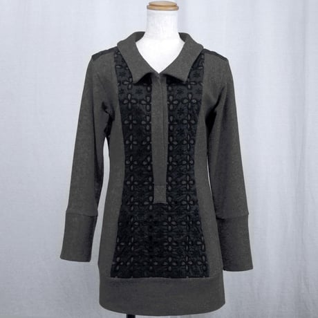 ゴールドラメスキッパーブラウス【make  me・シリーズ】(グレーゴールド)(J45)