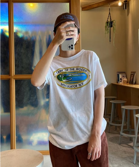 【USED】 80s Champion / “CAMP OF THE WOODS” プリントTシャツ (ユニセックス)