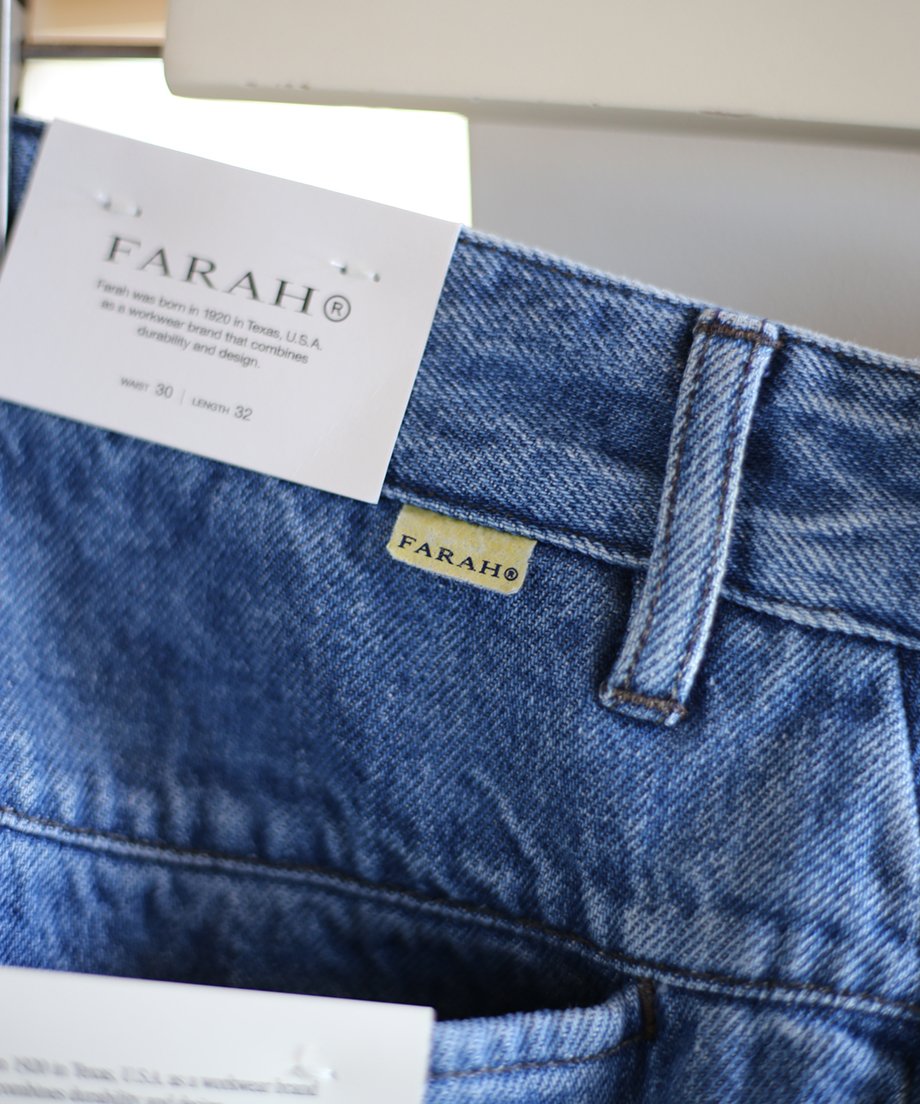 FARAH ファーラー / ツータック ワイドデニムパンツ FR0401-M4017 BLEA...