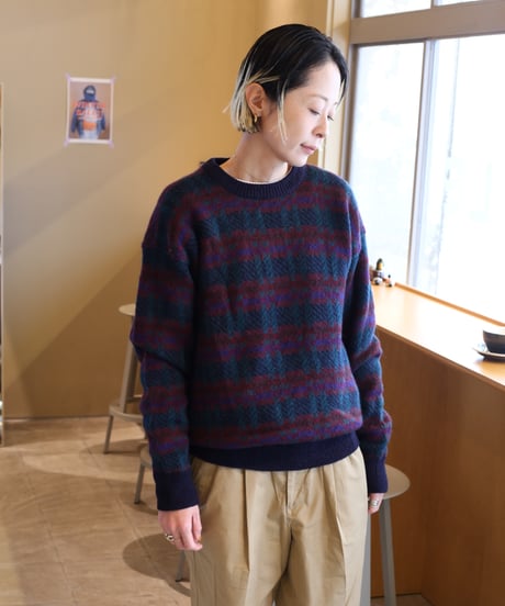 【USED】 90s Greenwich / ボーダー柄クルーネックニット (ユニセックス)