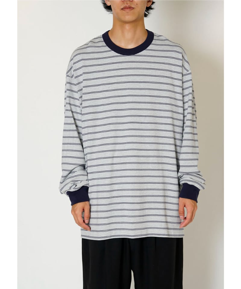 UNIVERSAL PRODUCTS. / MULTI BORDER L/S T-SHIRT 