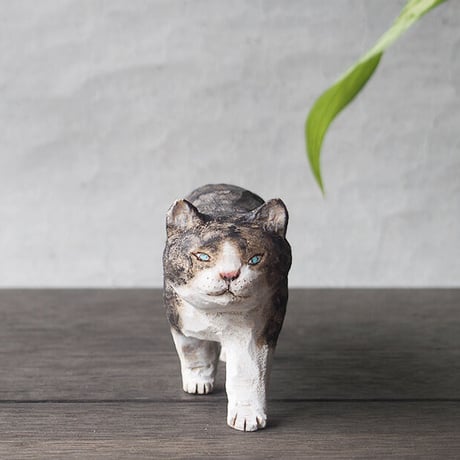 渡辺 雅人　手彫りの猫  / w40×d150 ×h70 WA-27