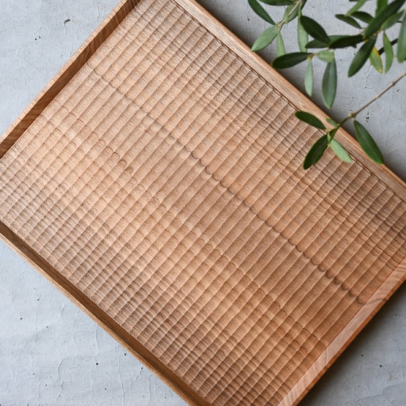 漆　肩身替わり　盆 加賀雅之 彫り盆/360×280 KA-19 | svale furniture