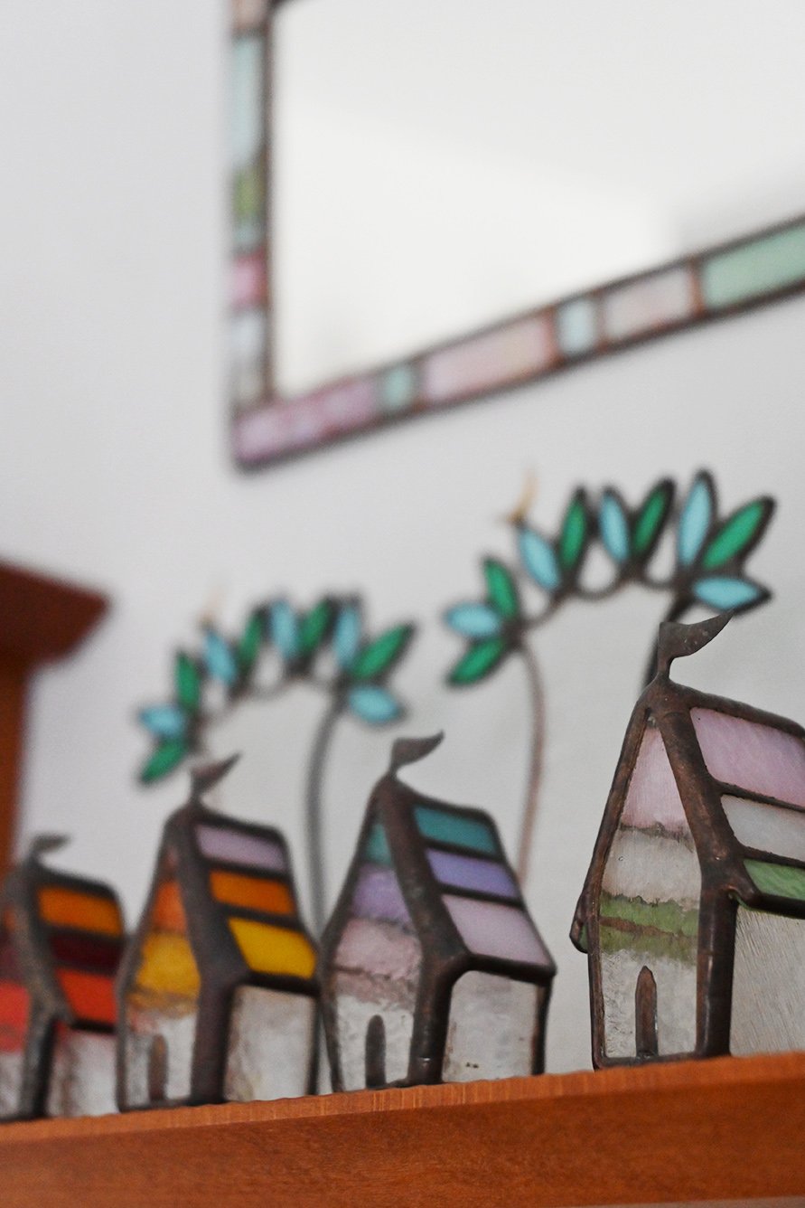 ＊caco＊*ガラスオブジェ*　ステンドグラス　2点セット caco ステンドグラスのオブジェ/ ☆2点 ca-03 | svale furniture