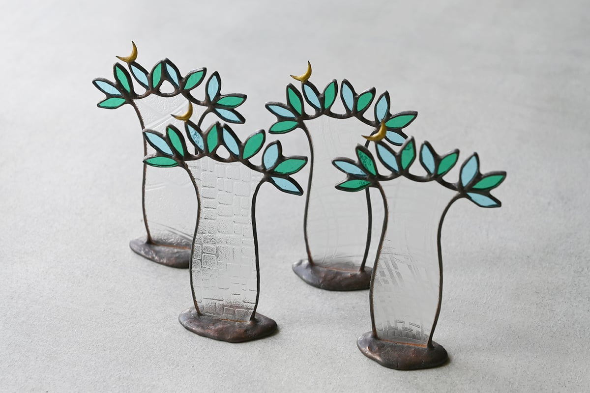 ＊caco＊*ガラスオブジェ*　ステンドグラス　2点セット caco ステンドグラスのオブジェ ☆4点 ca-01 | svale furniture