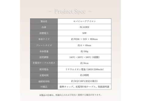 RADIANT モバイルヘアアイロン