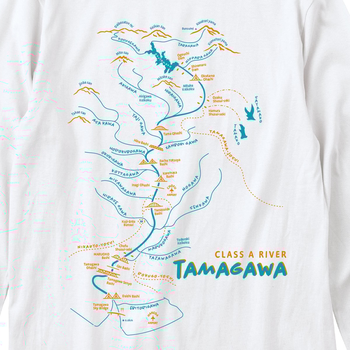 予約販売（11月下旬お届け予定）】流域ロンT（ホワイト） | 多摩川