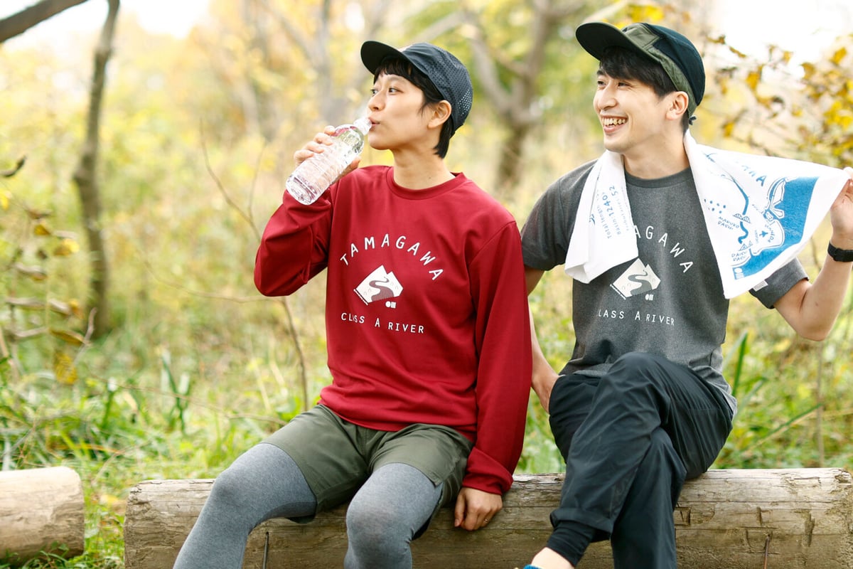 多摩川Tシャツ 長袖（ワインレッド） | 多摩川グッズストア