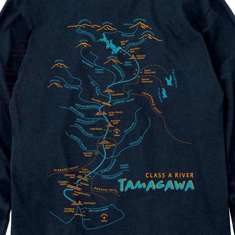 予約販売（11月下旬お届け予定）】流域ロンT（ネイビー） | 多摩川