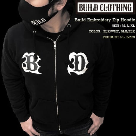 Build Embroidery Zip Hoodie