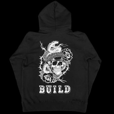 彫渉 x BUILD CLOTHING W-Name Zip Hoodie