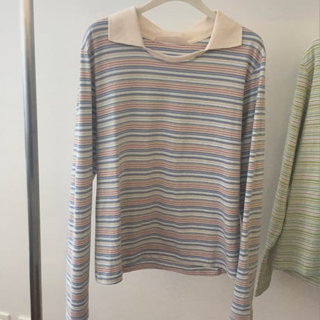 Pastel Wave Stripe Knit Polo